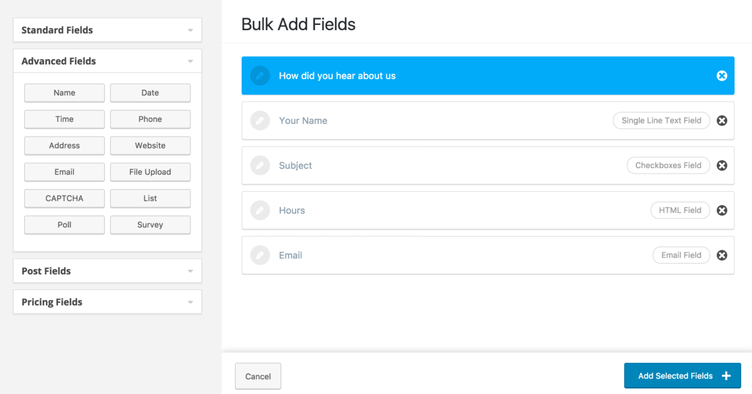 Bulk Add Fields