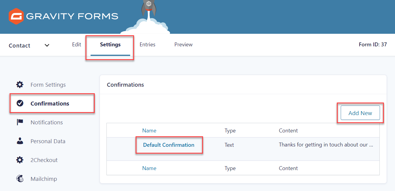 Confirmation Settings