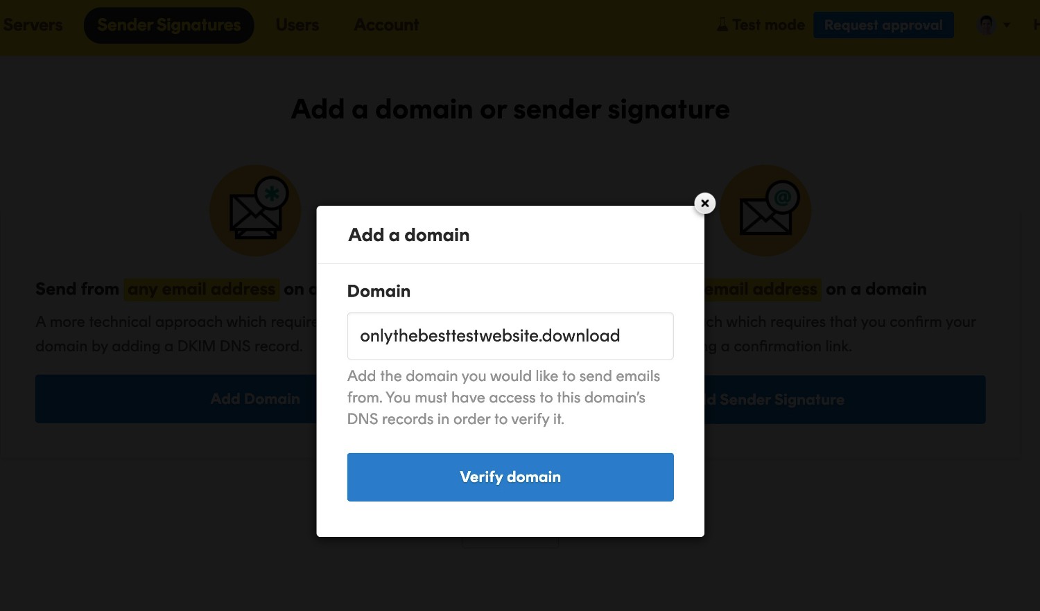 Enter your domain name